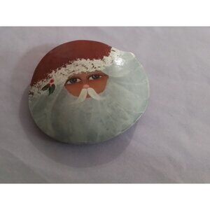 Vintage Hand-Painted Santa Claus Hair Clip Barrette Holiday Accessory